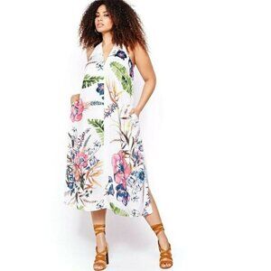 Rachel Rachel Roy White Havana Floral Printed Sleeveless Midi Dress XS